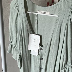 NWT Christy Dawn Lennon Midi Button Down Dress In Seafoam Green S…